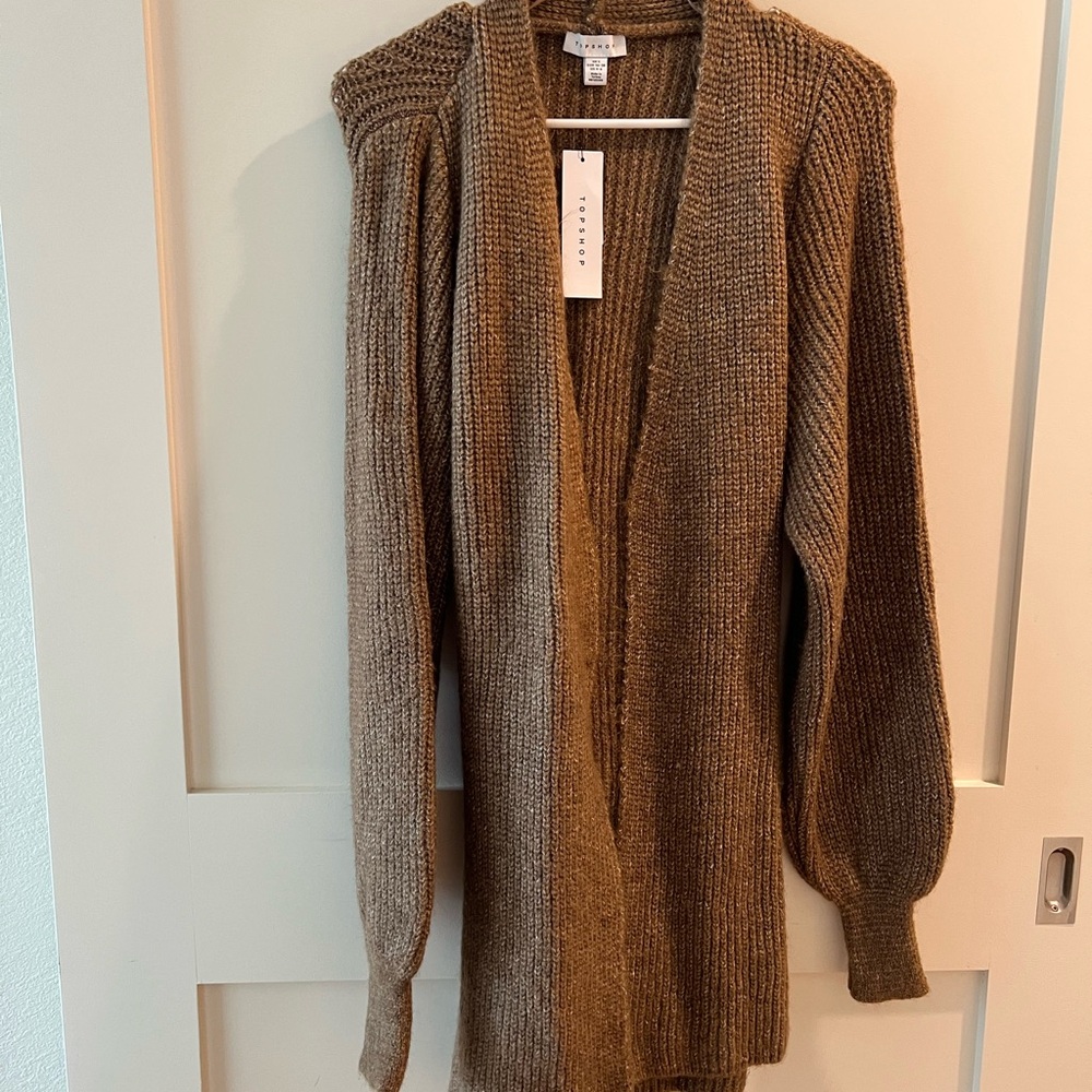 Topshop Brown Chunky Knit Cardigan Sweater